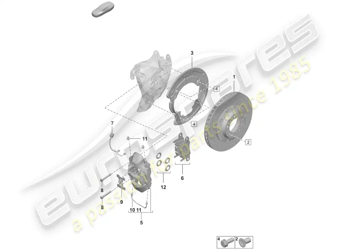 porsche 2020 (992-1) disc brakes parts diagram