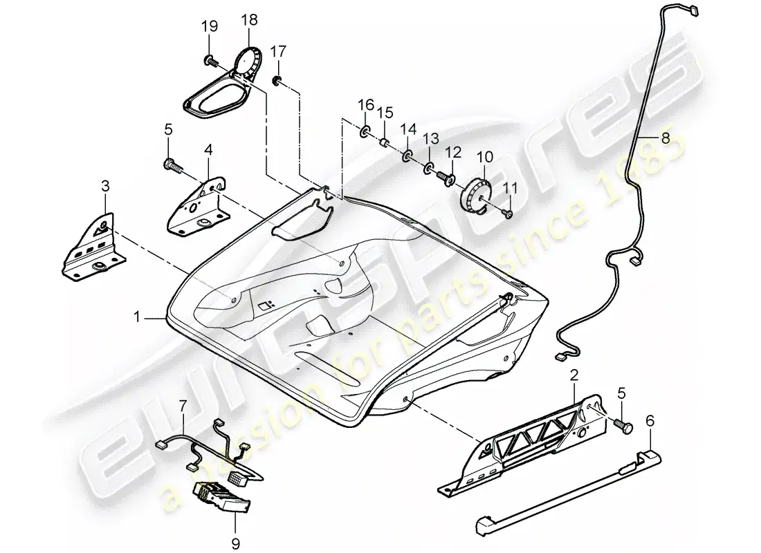 porsche 2009 997-2 turbo / gt2 seat parts diagram