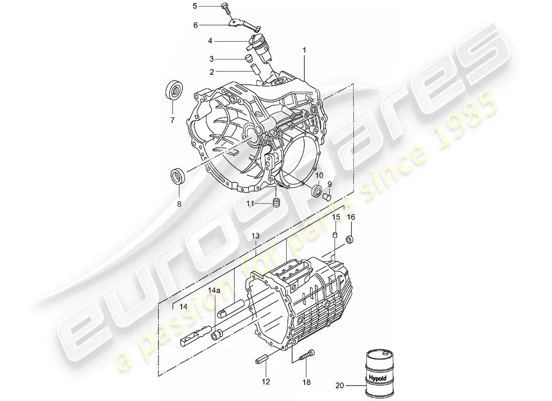 porsche 2001 (986 boxster) gearbox - 5 speed manual transmission - - - transmission case parts diagram
