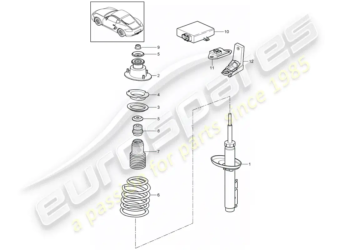 porsche 2012 (987 cayman) shock absorber parts diagram