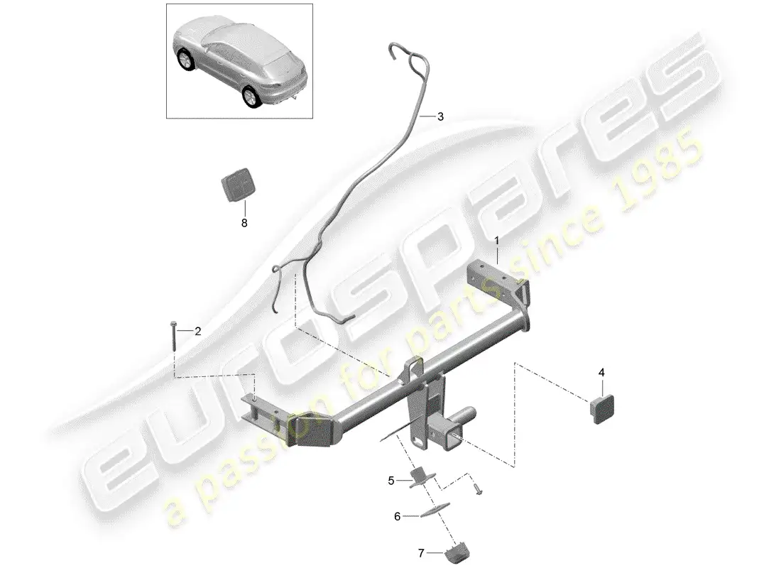 porsche 2017 (macan) tow hitch parts diagram