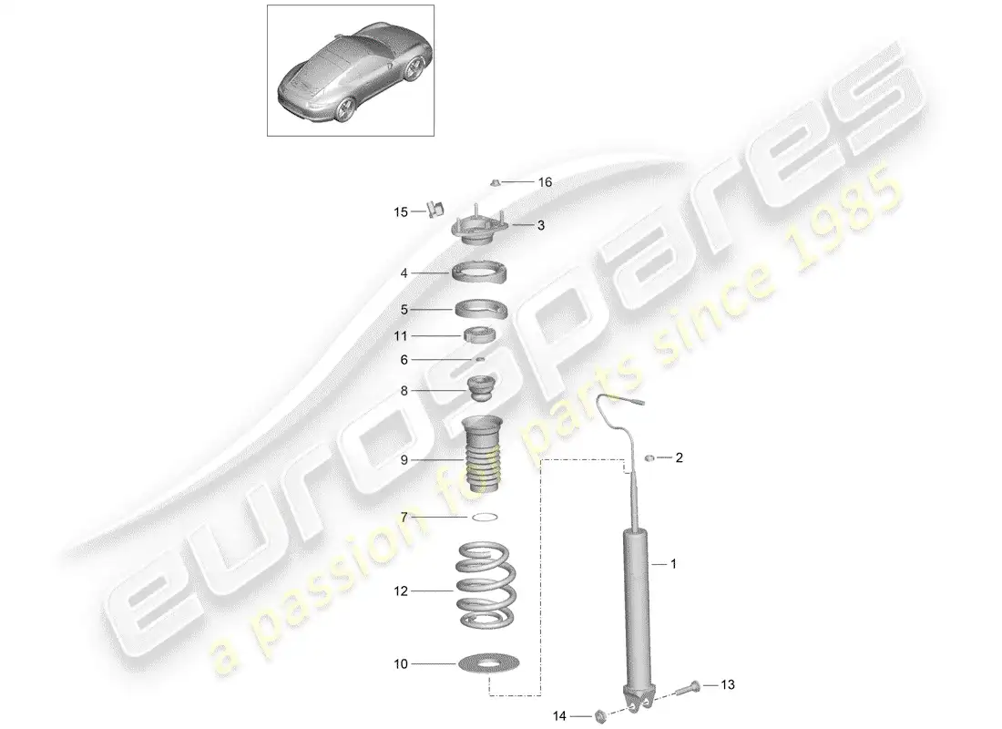 porsche 2015 (991-1) shock absorber parts diagram