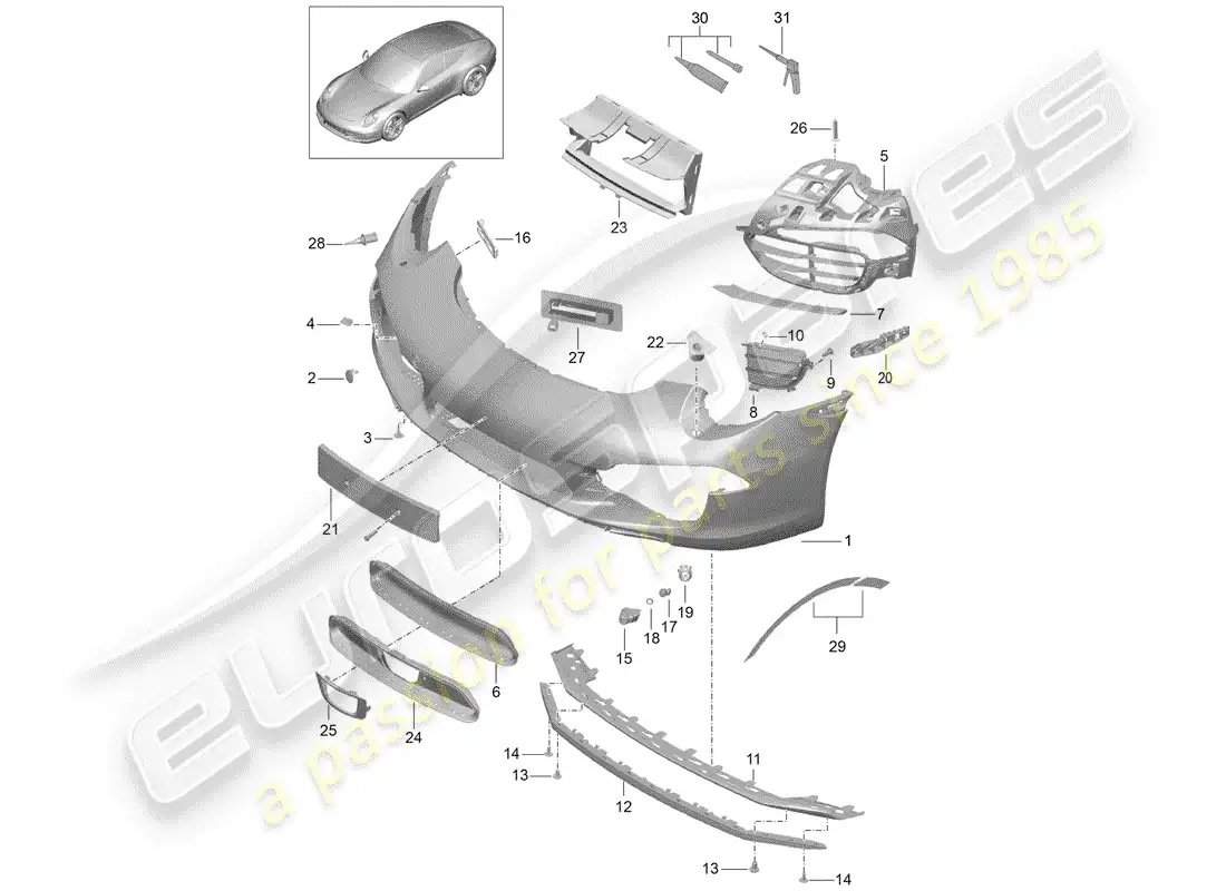 porsche 2012 (991-1) bumper parts diagram