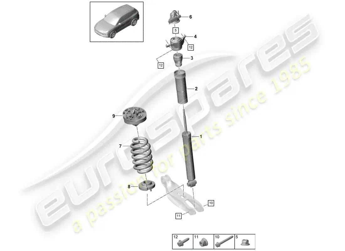 porsche 2020 (cayenne e3 9ya/9yb) shock absorber part diagram