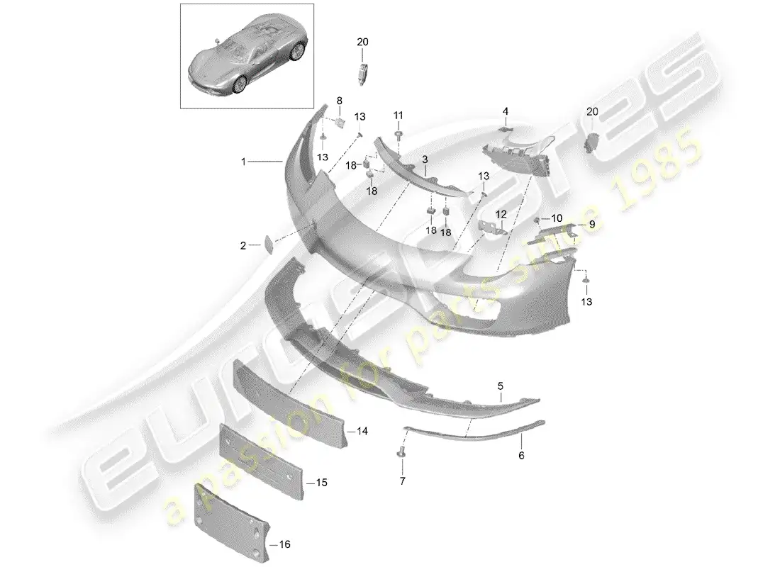 porsche 2015 (918 spyder) bumper parts diagram