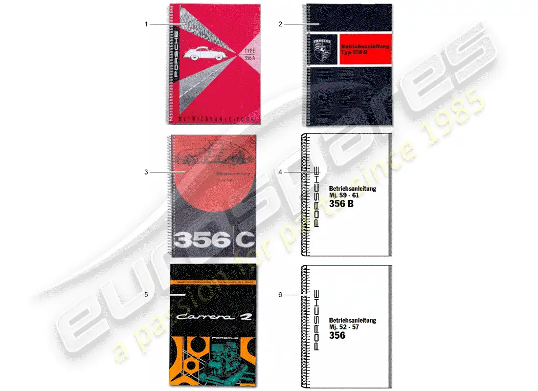 porsche 1954 (356/356a) instruction manual - customer service booklet parts diagram