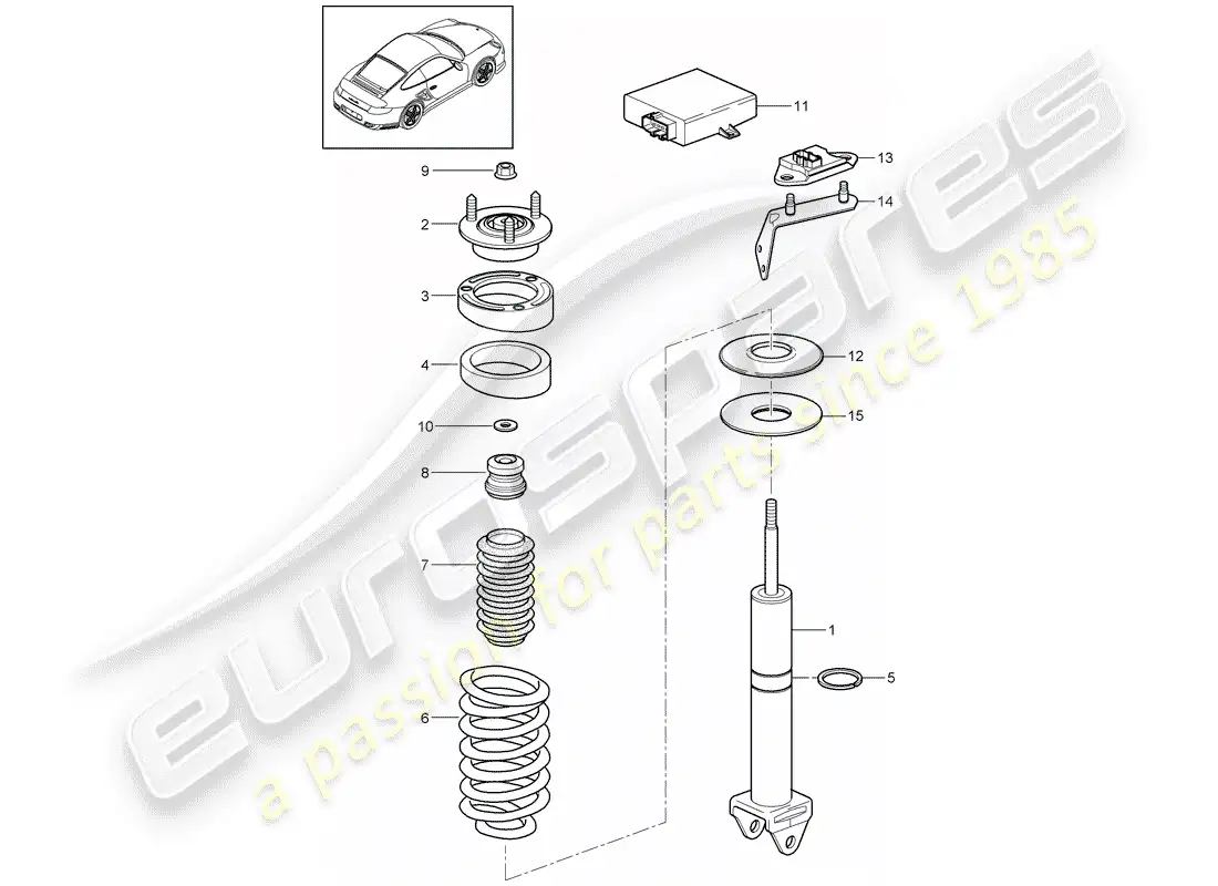porsche 2013 (997-2 turbo / gt2 rs) shock absorber parts diagram