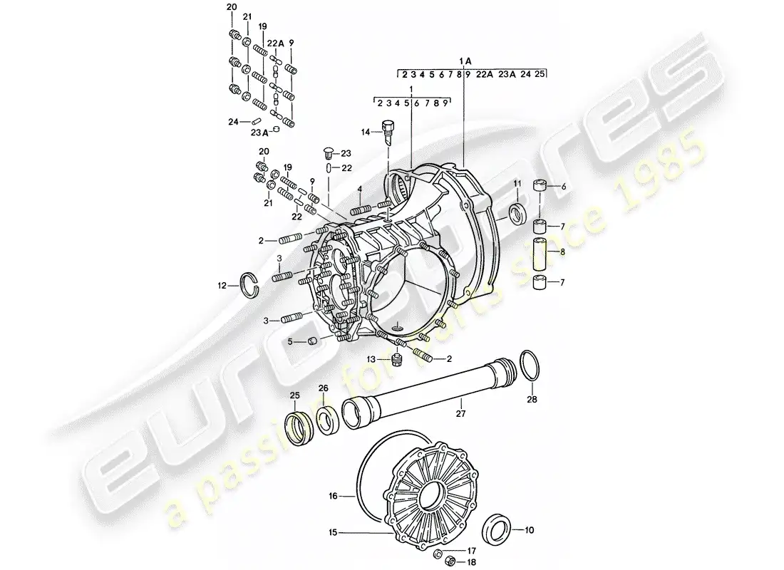 porsche 1984 (911) replacement transmission - transmission case parts diagram