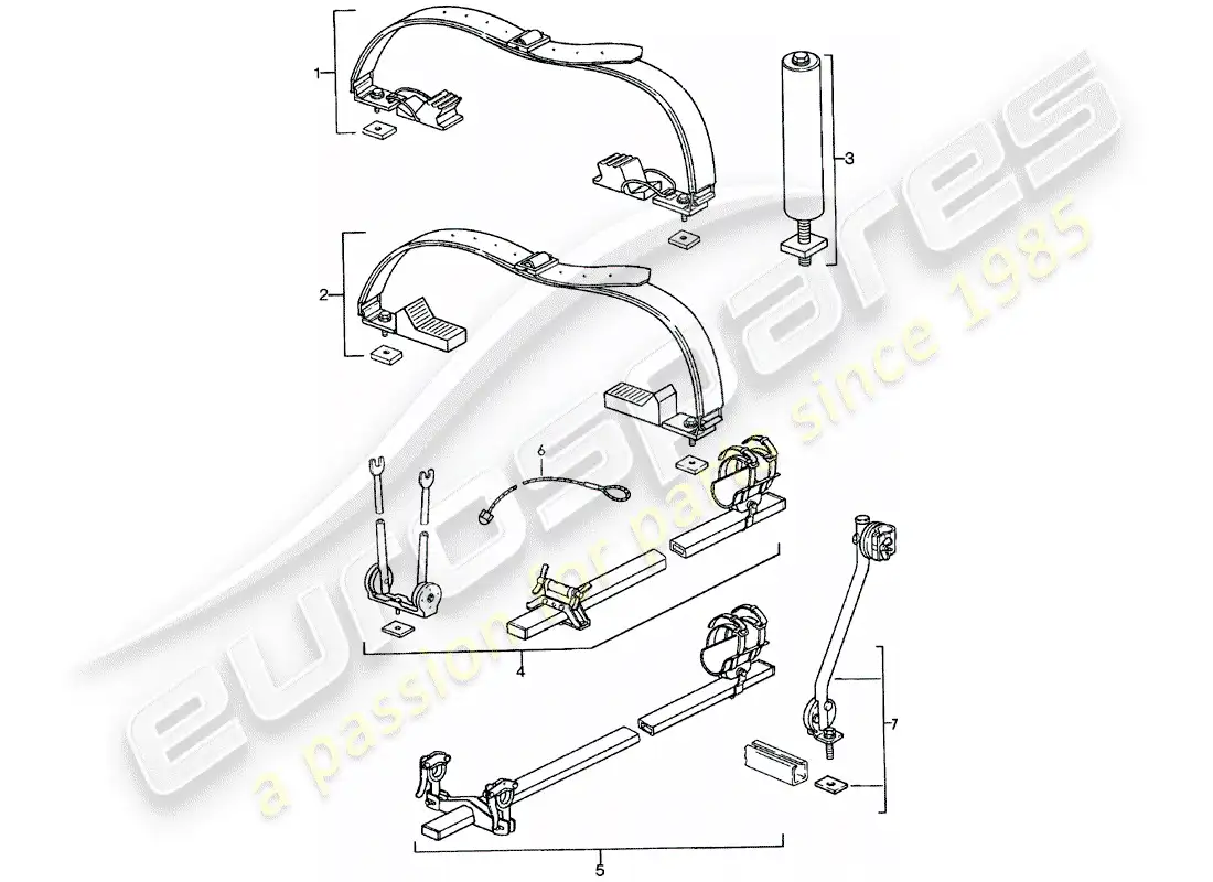 porsche 1981 (911) roof transport system - - 2 - parts diagram