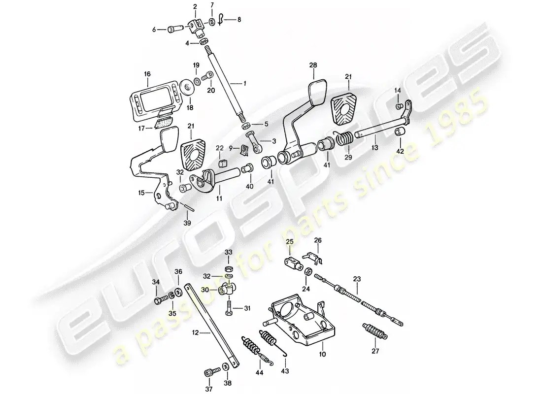 porsche 1984 (911) pedals parts diagram