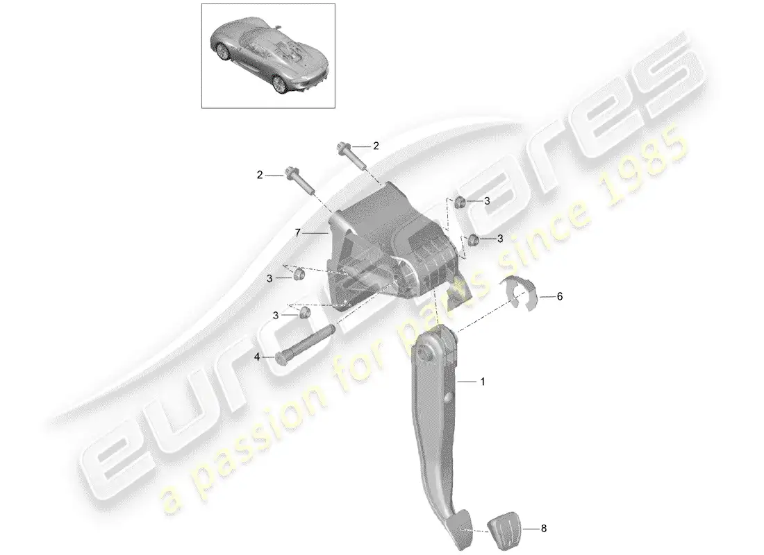 porsche 2015 (918 spyder) brake pedal parts diagram
