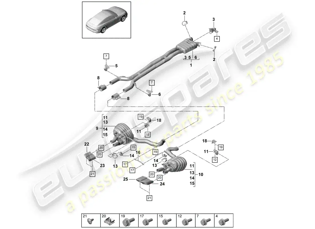 porsche 2017 (panamera 971-1) exhaust system parts diagram