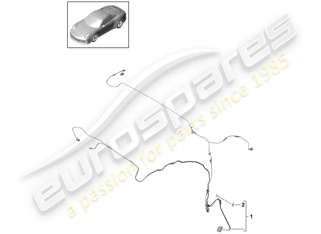 porsche 2014 (991-1 r/gt3/rs) harness for convertible parts diagram