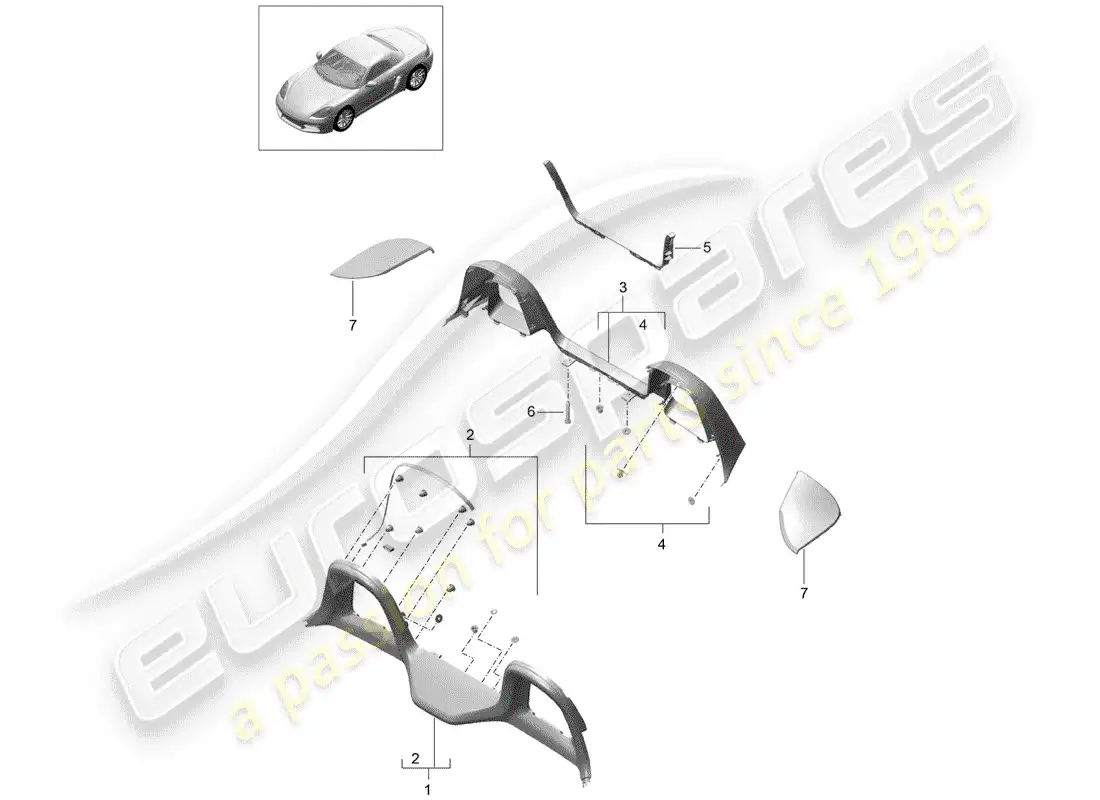 porsche 2017 (718 boxster) trims parts diagram