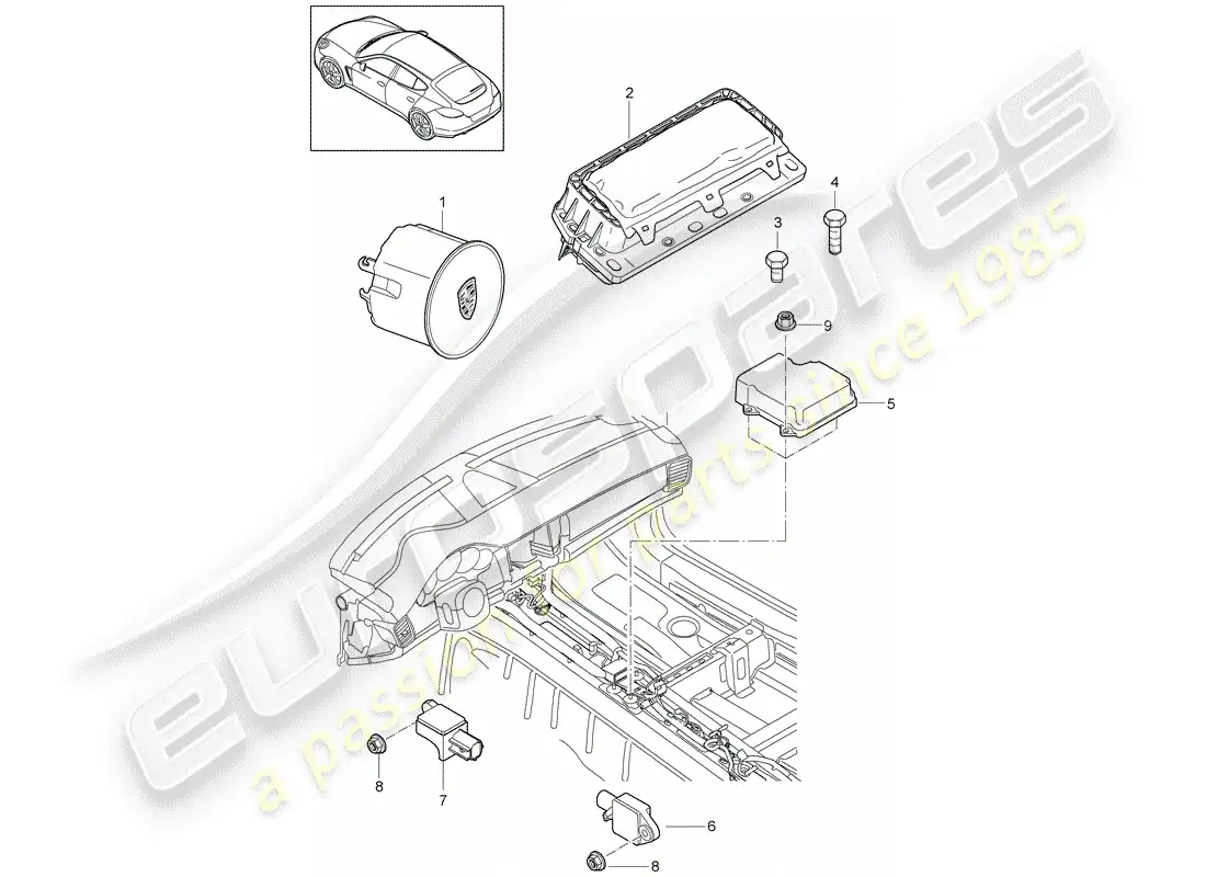 porsche 2014 (panamera 970) airbag parts diagram