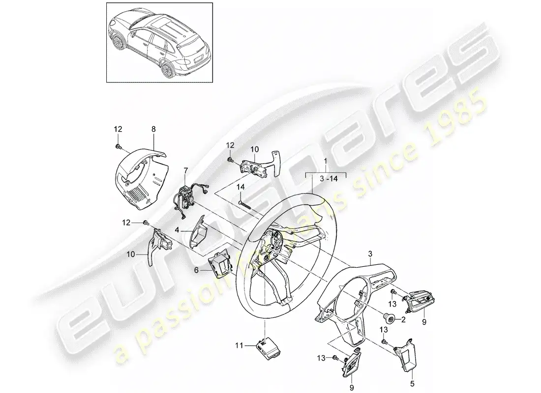 porsche 2014 (cayenne e2 92a) steering wheels part diagram