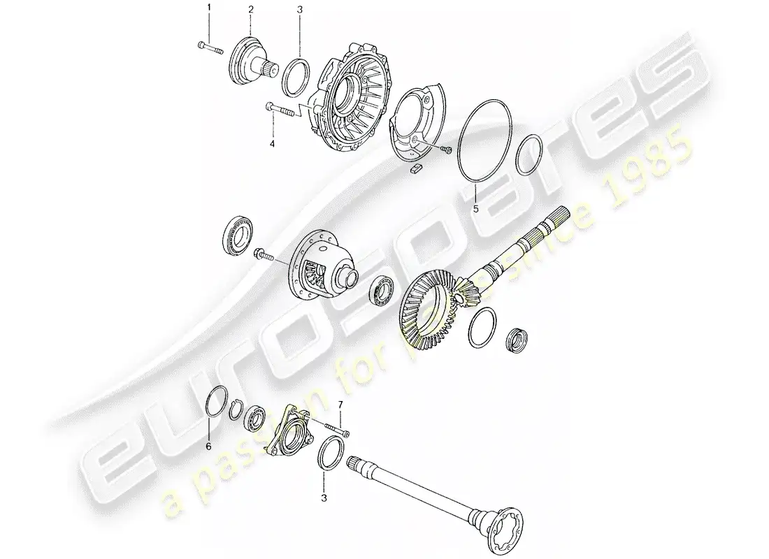 porsche 1999 (996) tiptronic - - differential - differential case parts diagram