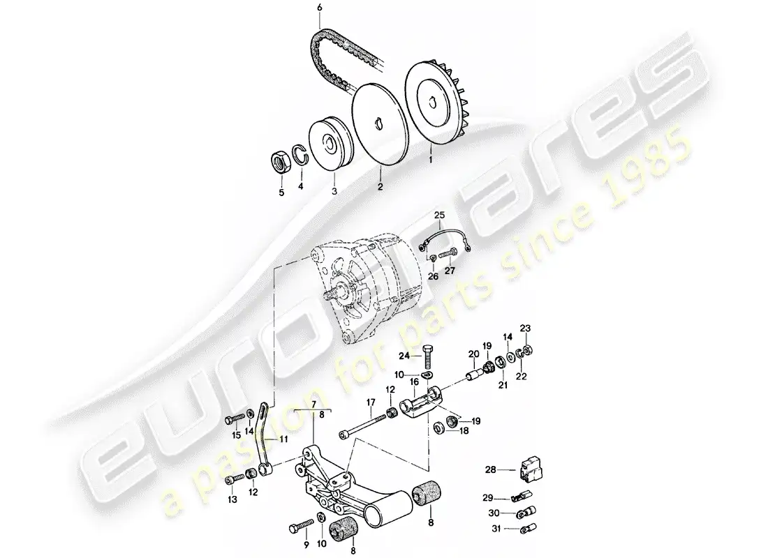 porsche 1982 (924) fasteners - alternator parts diagram