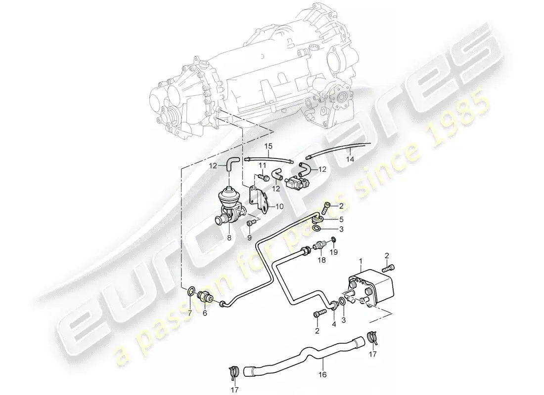 porsche 2005 (996) tiptronic - - gear oil cooler - oil pressure line for - gear oil cooling - d - mj 2002>> parts diagram
