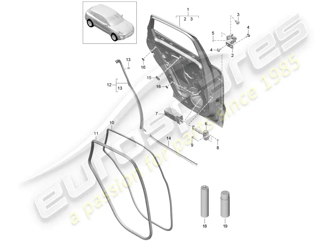 porsche 2014 (macan) door shell parts diagram