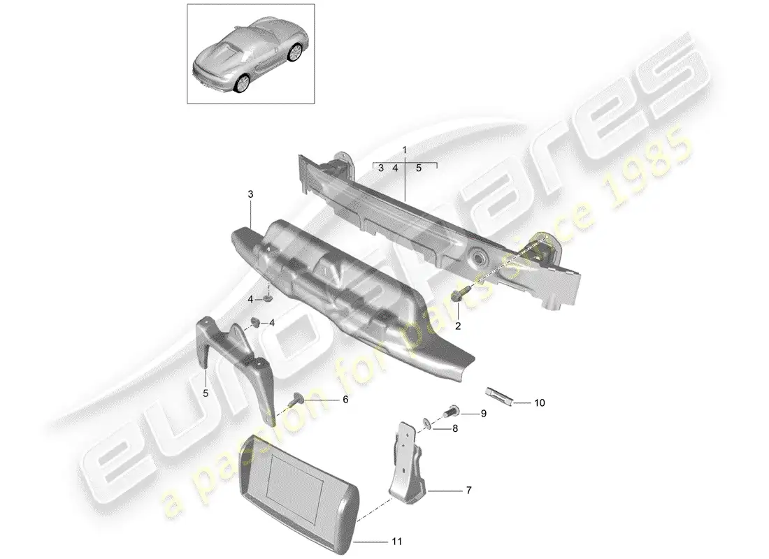 porsche 2016 (981 boxster spyder) bumper bracket parts diagram