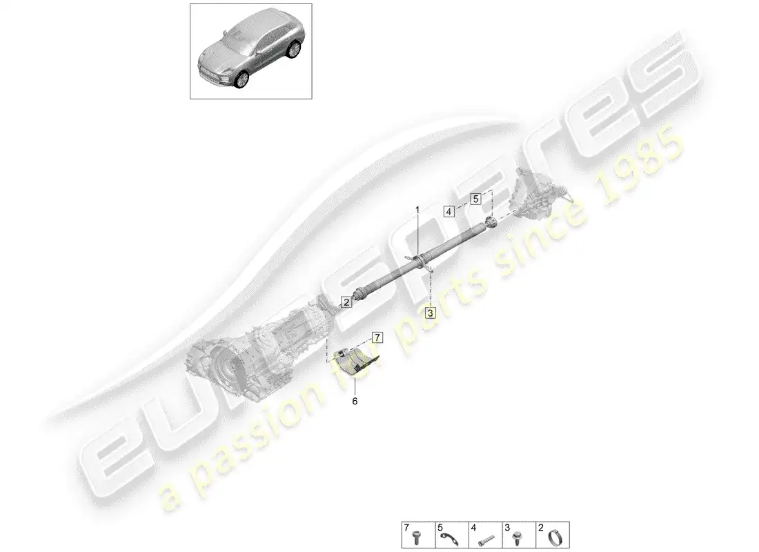 porsche 2020 (macan) propeller shaft parts diagram