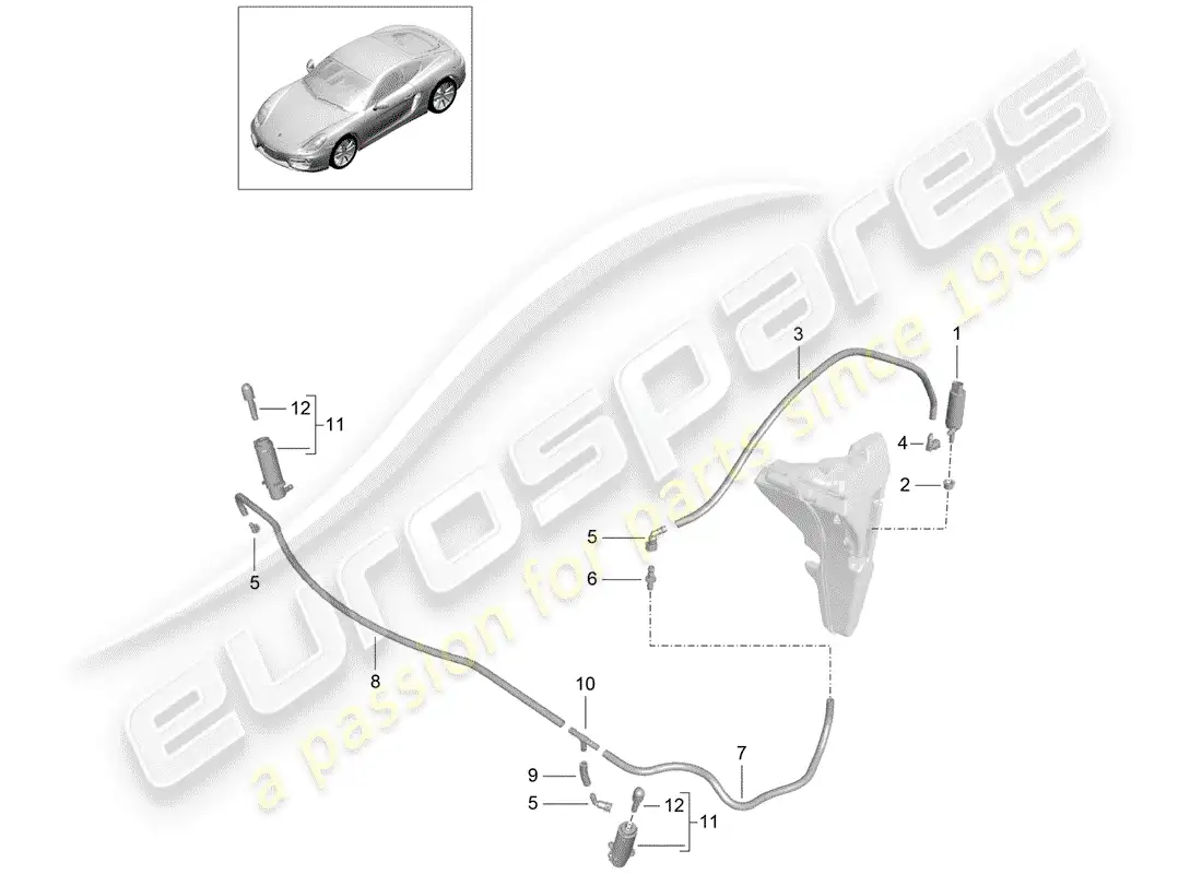 porsche 2016 (981 cayman) headlight washer system parts diagram