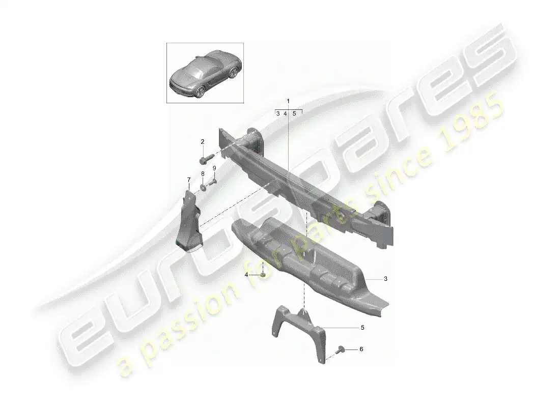 porsche 2015 (981 boxster) bumper bracket parts diagram