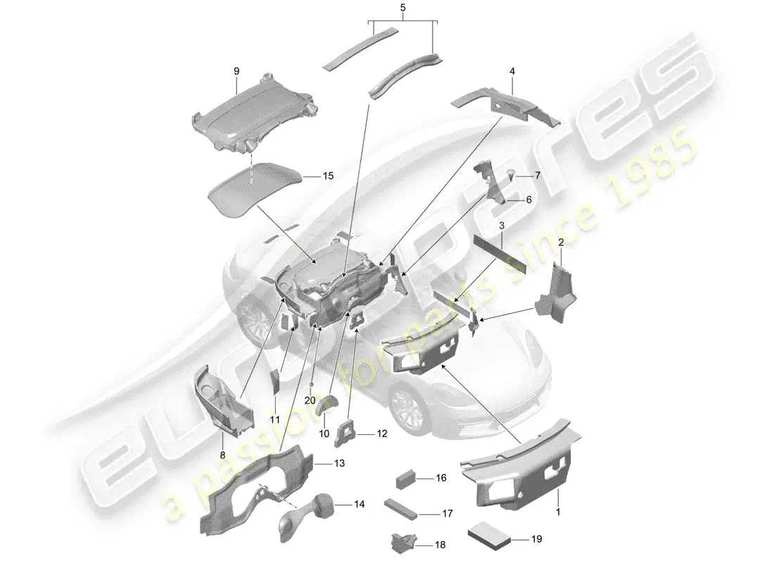 porsche 2017 (718 boxster) body shell parts diagram