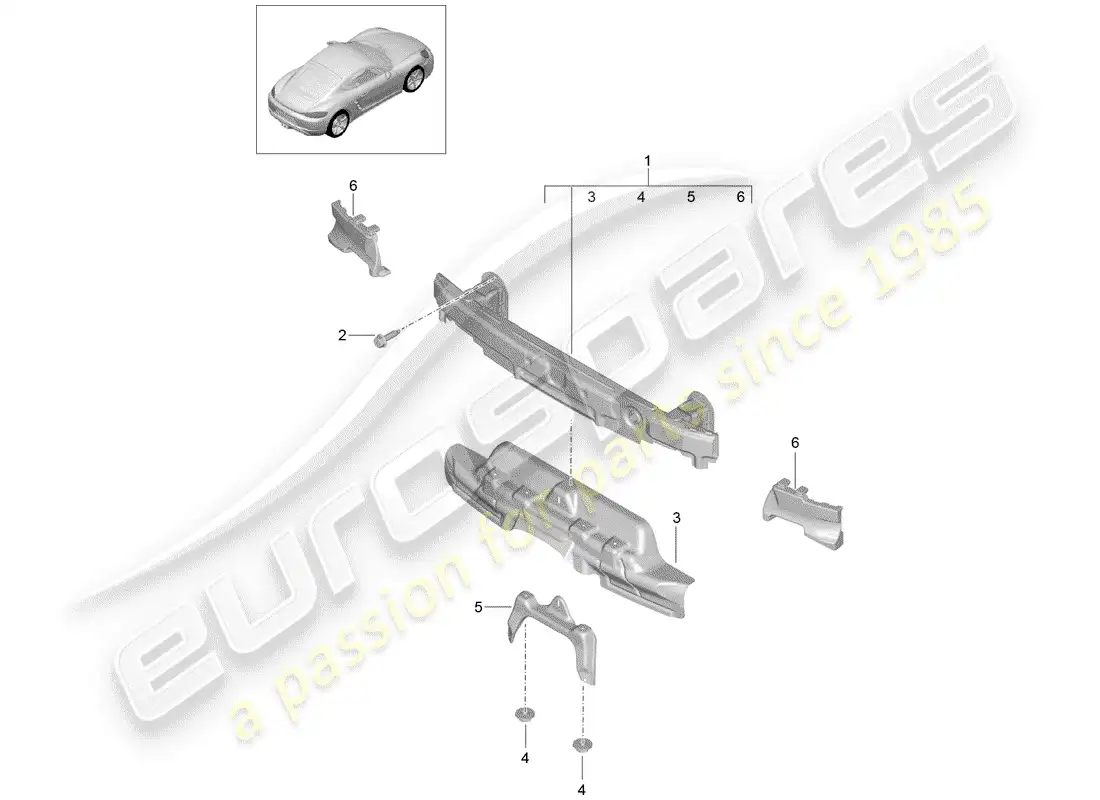 porsche 2019 (718 cayman) bumper bracket part diagram