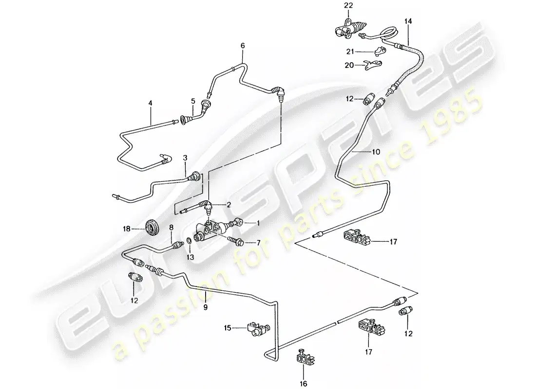 porsche 2004 (996 gt3) hydraulic clutch - operation - clutch master cylinder - hydraulic clutch pipe parts diagram
