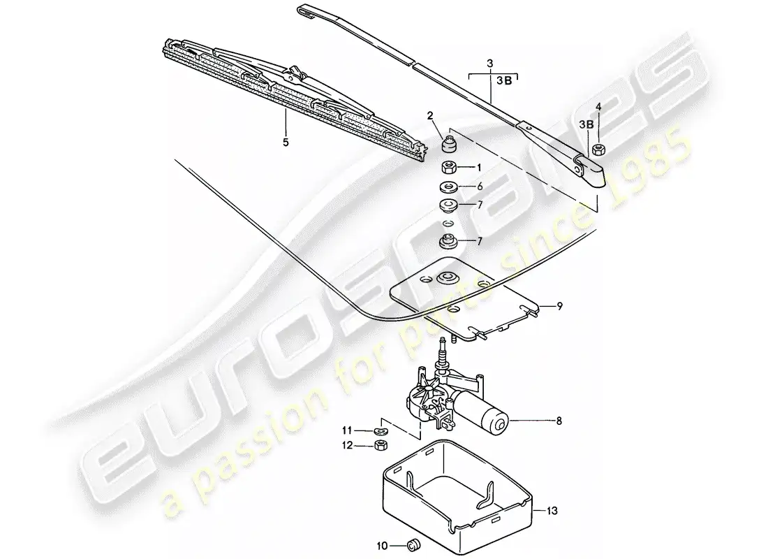 porsche 1986 (944) rear window wiper parts diagram