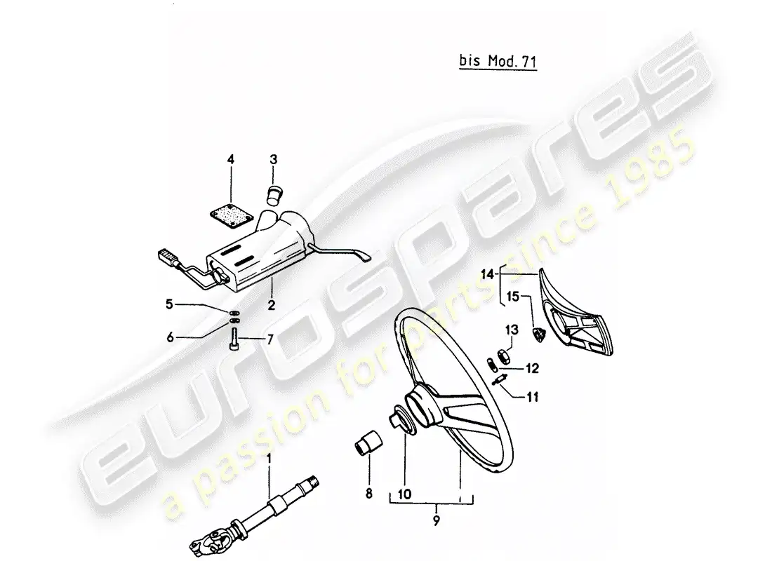 porsche 1976 (914) intermediate steering shaft - steering wheel - steering column switch - d >> - mj 1971 parts diagram