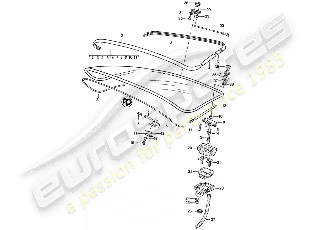 porsche 1981 (924) rear trunk lid - without: - spoiler parts diagram