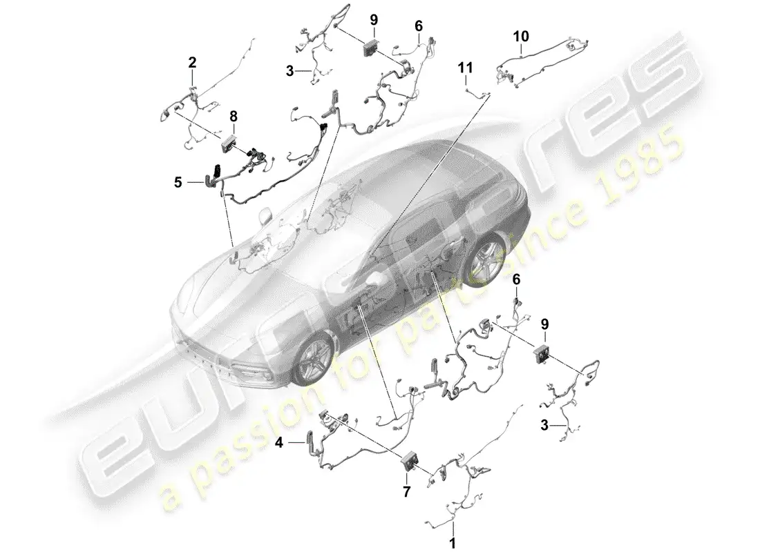 porsche 2017 (panamera 971-1) wiring harnesses parts diagram