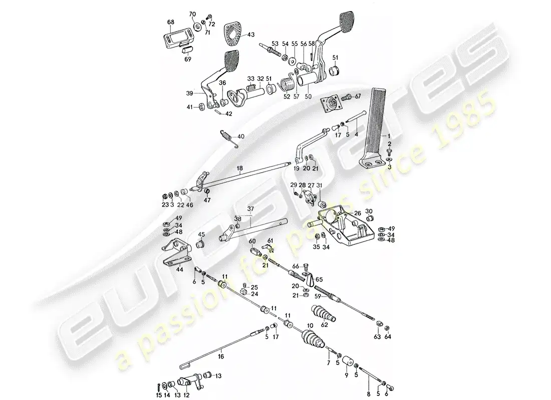 porsche 1974 (911) pedals parts diagram