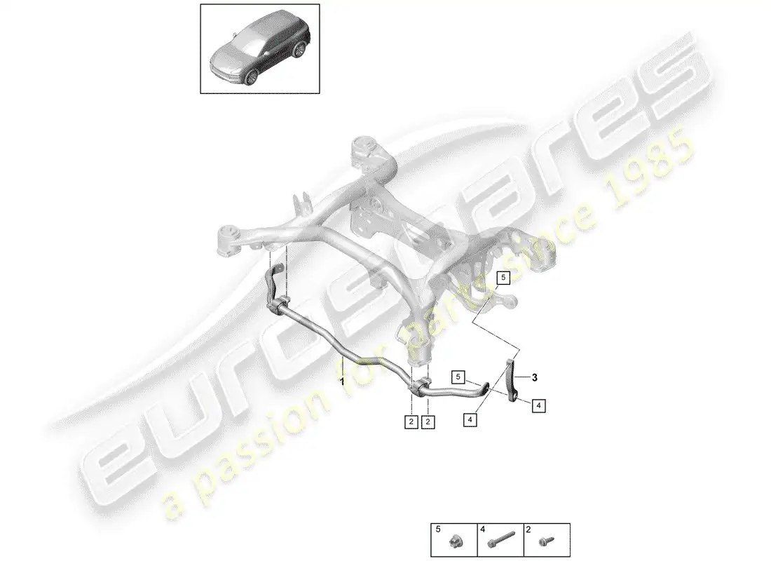 porsche 2019 (cayenne e3 9ya/9yb) stabilizer parts diagram
