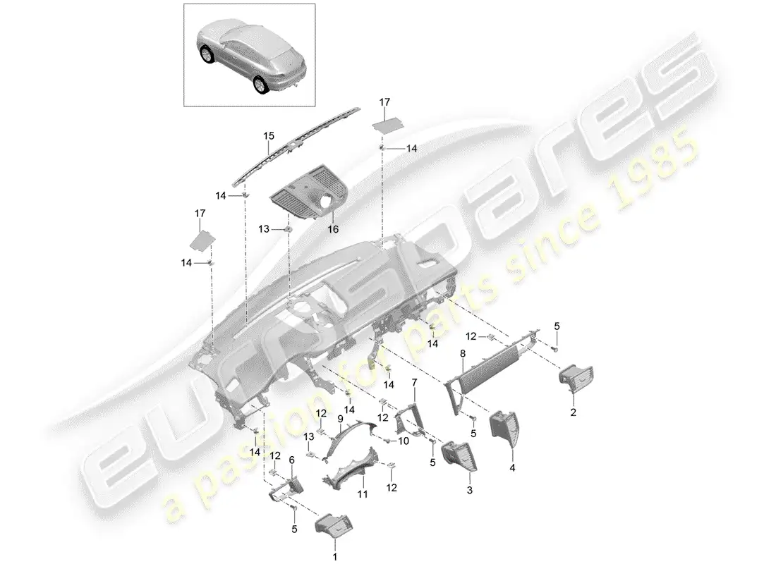 porsche 2014 (macan) accessories parts diagram