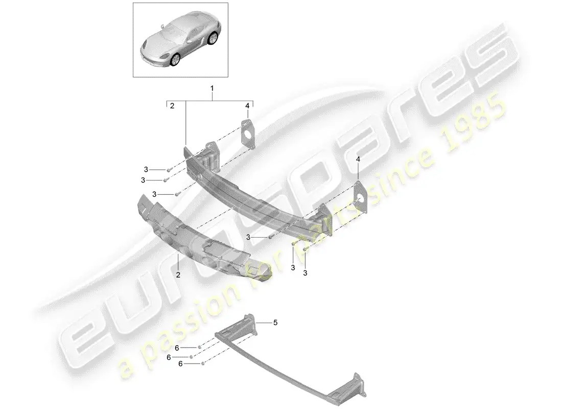 porsche 2019 (718 cayman) bumper bracket parts diagram