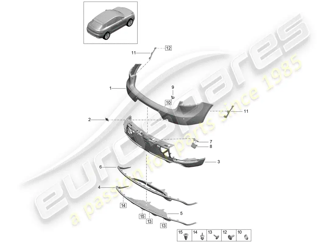 porsche 2020 (macan) bumper part diagram