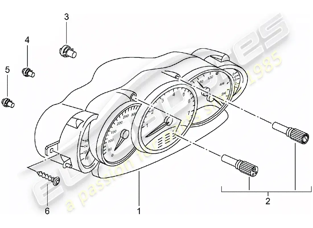 porsche 2002 (996) instrument cluster - complete - d - mj 2001>> parts diagram