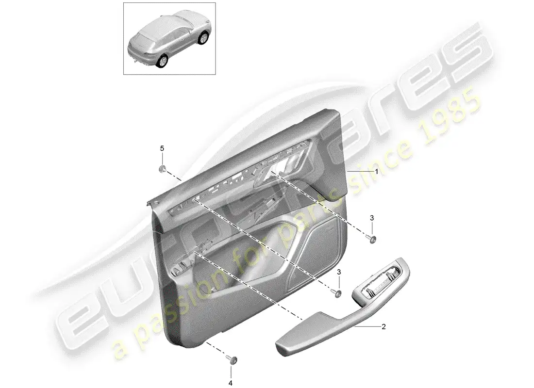 porsche 2014 (macan) door panel part diagram