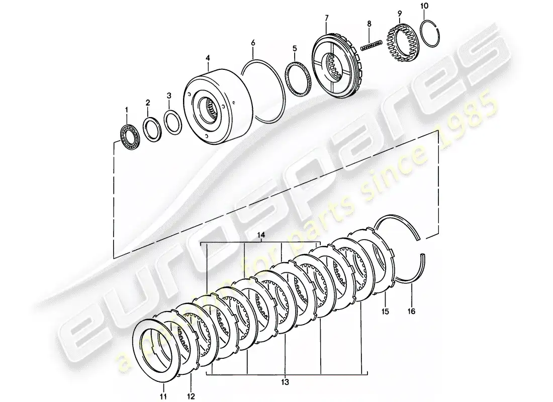 porsche 1983 (928) automatic transmission - clutch - k 1 parts diagram
