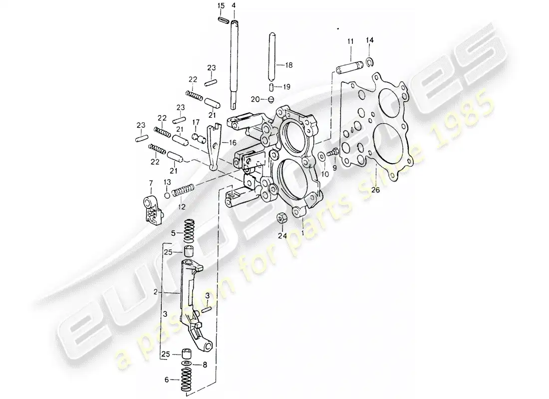 porsche 1991 (964) tensioning plate - shift control lock device parts diagram