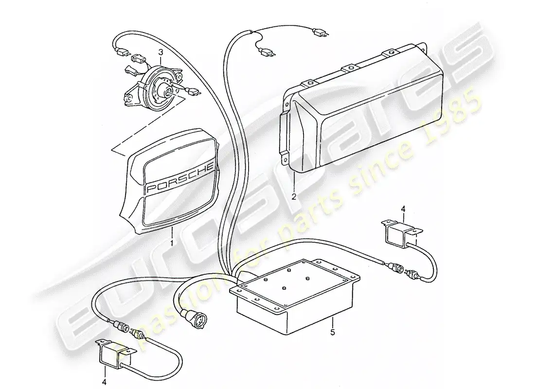 porsche 1990 (928) airbag - switch unit - d - mj 1990>> parts diagram