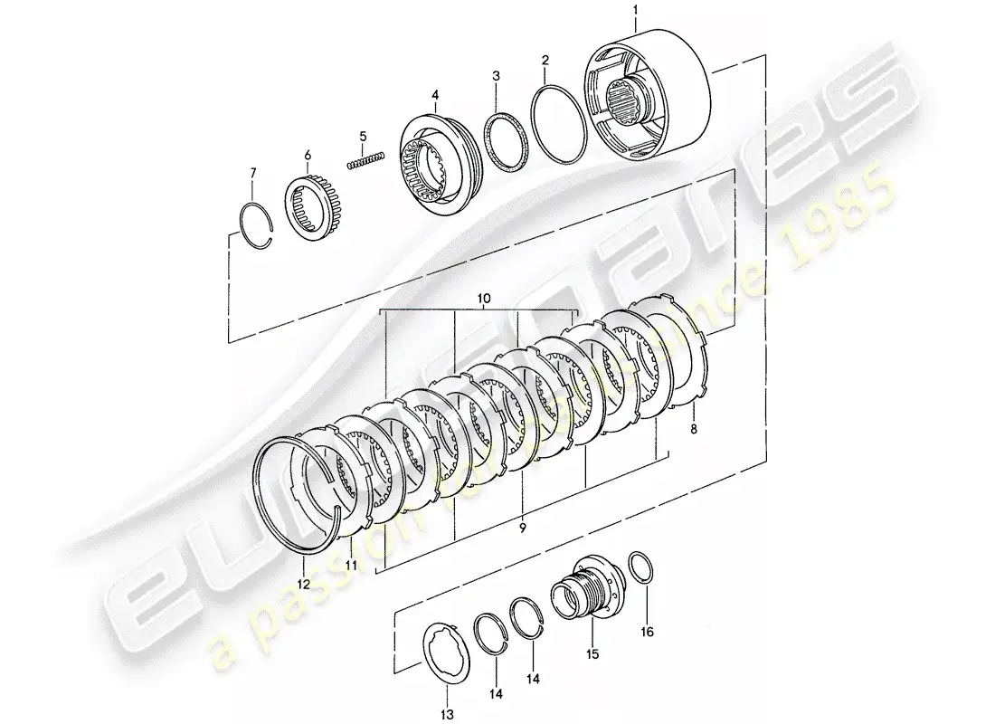 porsche 1990 (928) automatic transmission - clutch - k 2 parts diagram