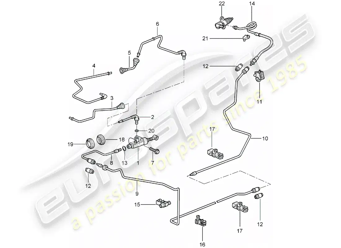 porsche 2008 (997-1) hydraulic clutch parts diagram