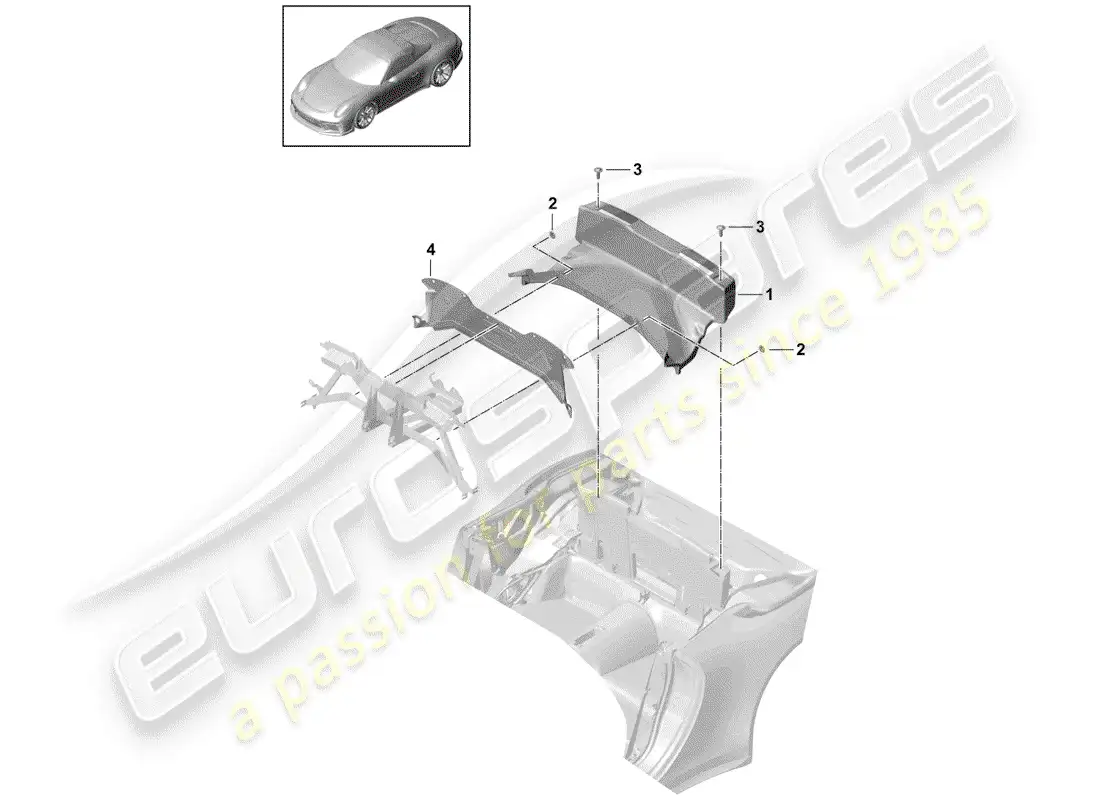 porsche 2016 (991-1 r/gt3/rs) tray parts diagram