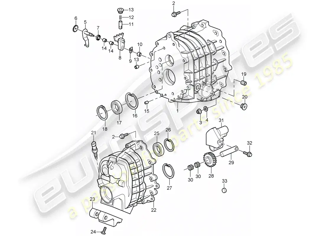 porsche 2008 (997-1 gt3) gear housing parts diagram