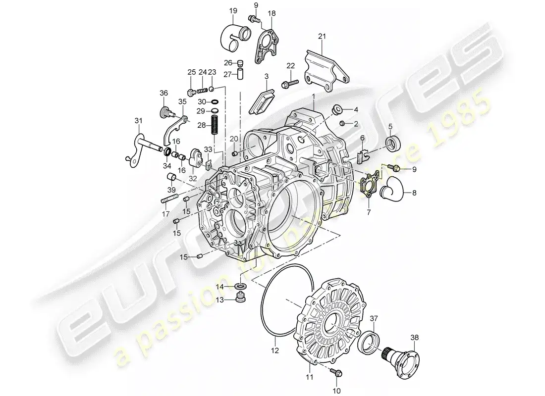 porsche 2008 (997-1 gt3) transmission case parts diagram